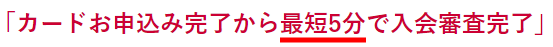 最短5分で審査完了