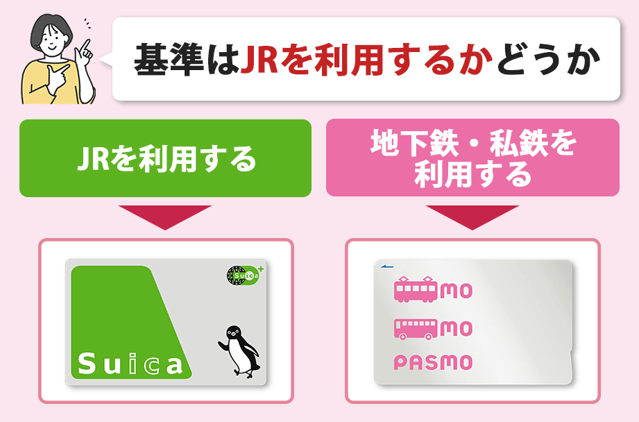 SuicaかPASMOを選ぶときの主な基準