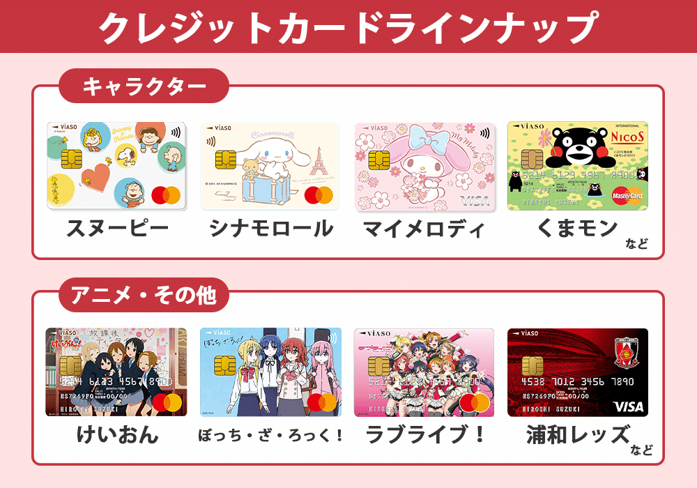 三菱UFJニコス VIASOカードのラインナップ
