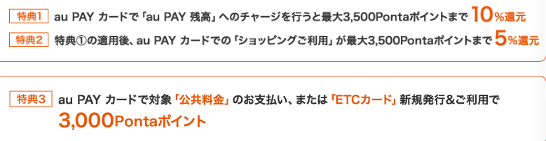 au PAYカード入会特典内訳