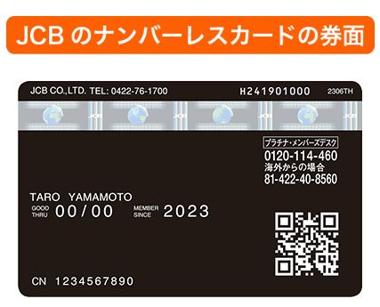 JCBナンバーレスカードの裏面