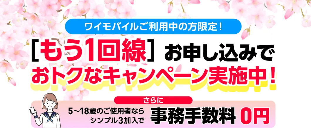 ワイモバイルの2回線目以降契約特典