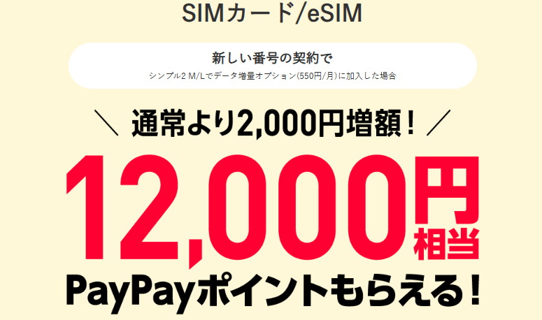 ワイモバイル追加契約特典