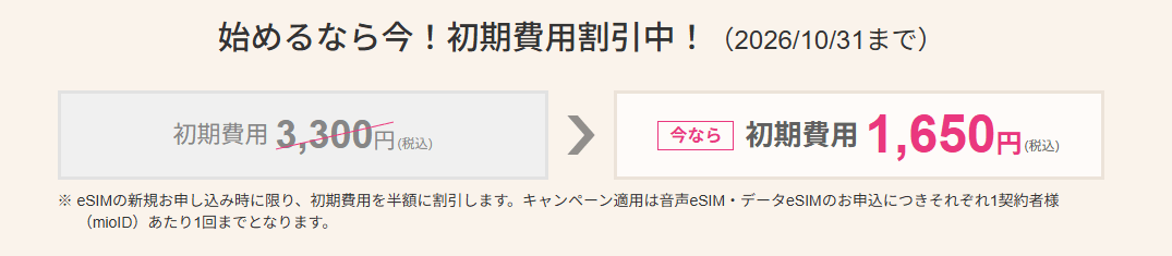 IIJmio eSIM事務手数料半額