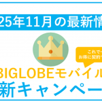 【2025年11月】BIGLOBEモバイル最新キャンペーンまとめ。最もお得な併用方法！