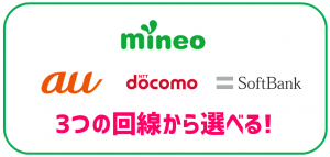 mineoは3つの回線から選べる