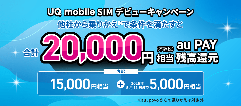 UQ 20000ポイント還元