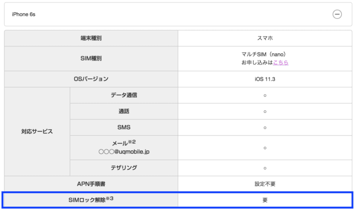 UQモバイルSIMロック解除確認