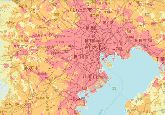 2025年時点のauの5Gエリア